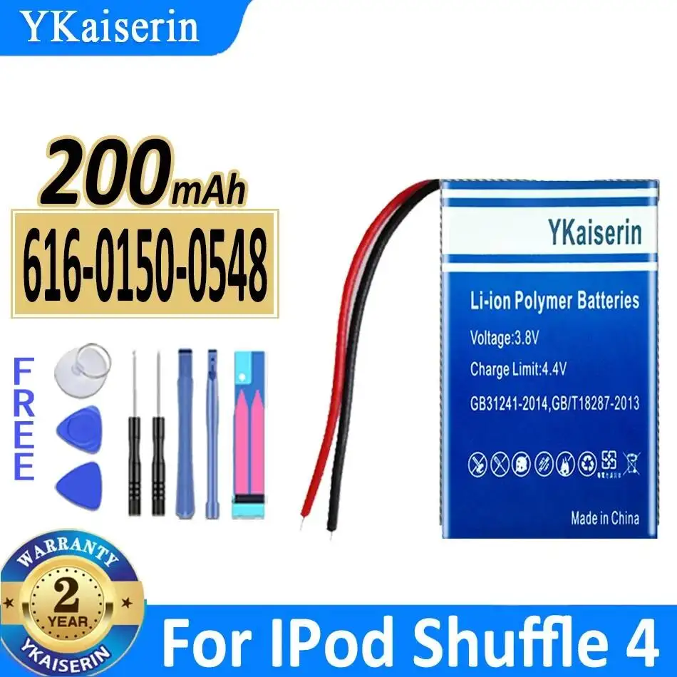 Batería de 200mAh para Mp3 Mp4 de Alta Capacidad 616-0150-0548 de 2 Líneas y Alto Rendimiento para Apple iPod Shuffle 4 5 6 7ª Generación MP3