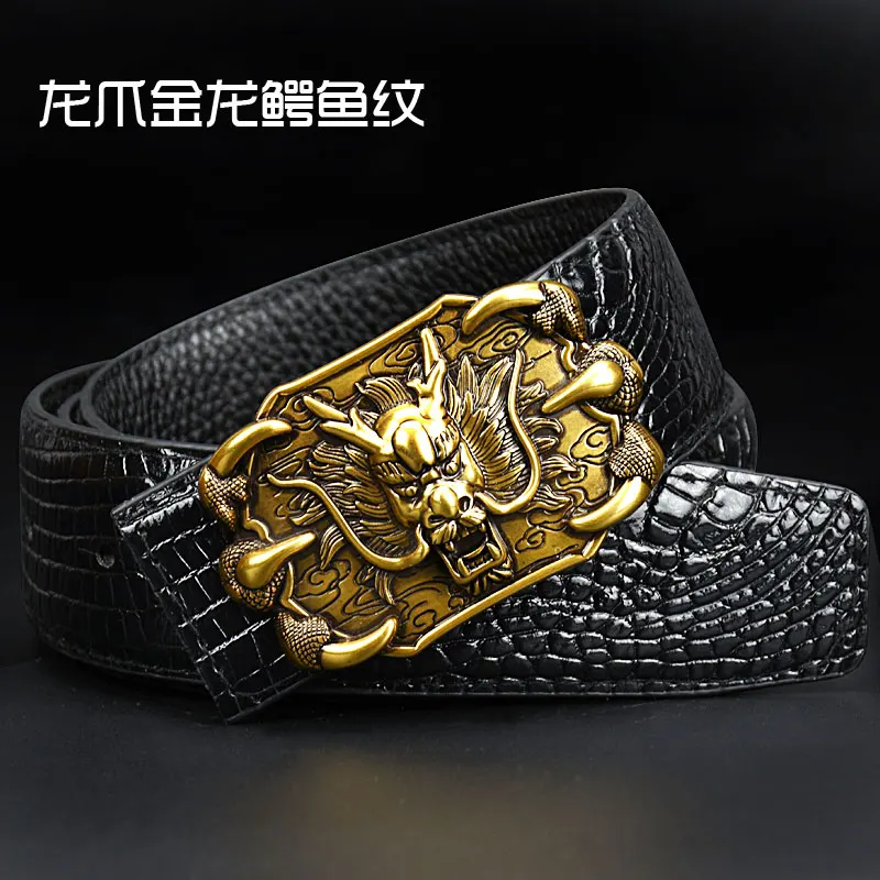 men\'s belt China Dragon Belt business casual High-quality crocodile pattern leather belt young men\'s fashion Luxury jeans belt