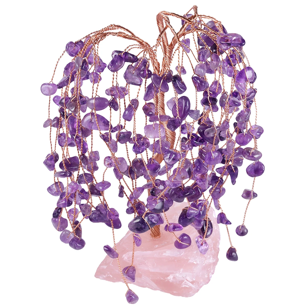 

Natural Amethyst Crystal Stone Tree With Rough Rose Quartz Base Bonsai Money Tree Home Decoration For Luck And Wealth