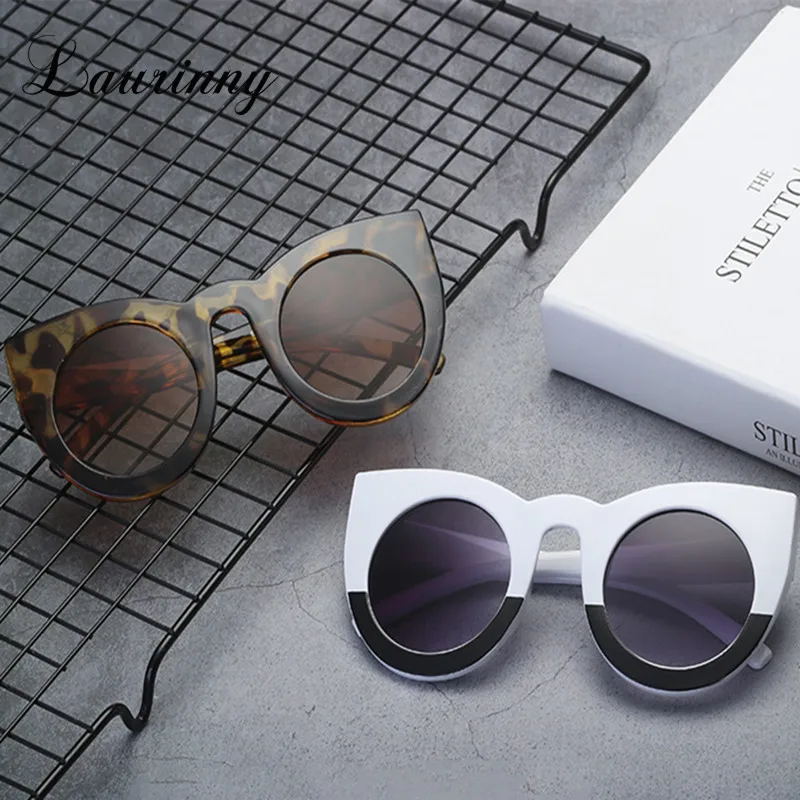New Trend Round Sunglasses Women Fashion Brand Designer Cat Eye Vintage Large Frame Sunglasses For Women Anti-reflective UV400