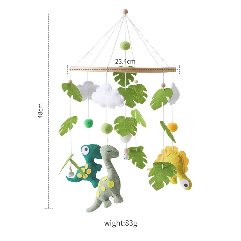 Baby Wooden Rattles Toys 0-12 Months Newborn Soft Felt Dinosaur Forest Hanging Toy Infant Mobile Rattles Crib Bed Bell Toys Gift