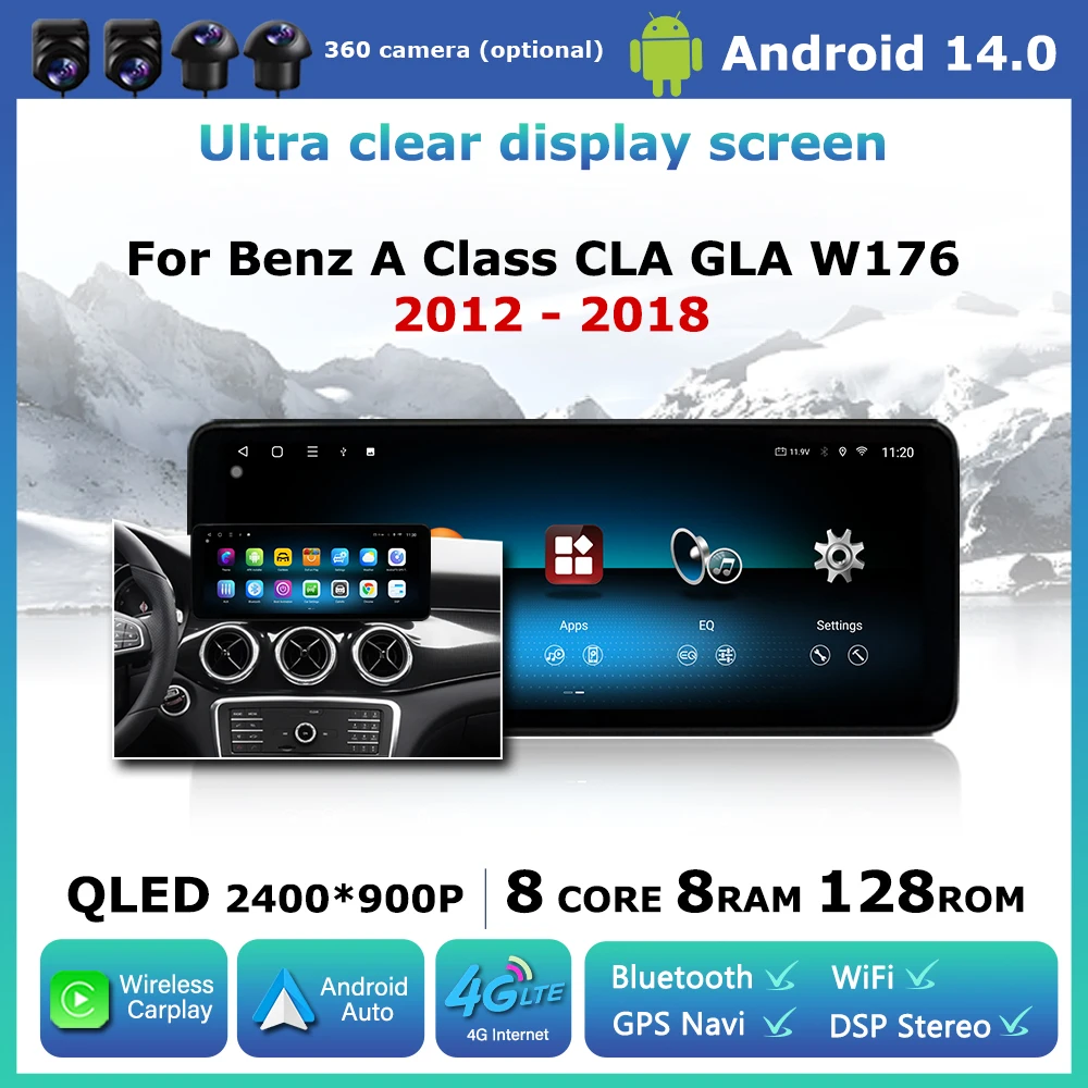 Android Auto Car Multimedia Radio Player for Mercedes Benz A Class CLA GLA W176 2012-2018 Wireless Carplay GPS Stereo Navi WiFi