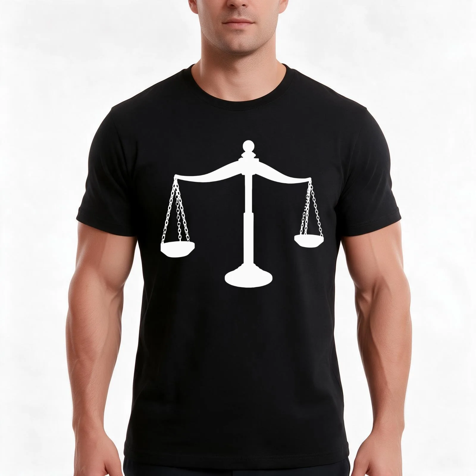 Lawyer Attorney Weighing Scale T-Shirt, Summer Casual Cotton Tee, Oversized Streetwear Tops, Vintage Graphic Print, 100% Cotton