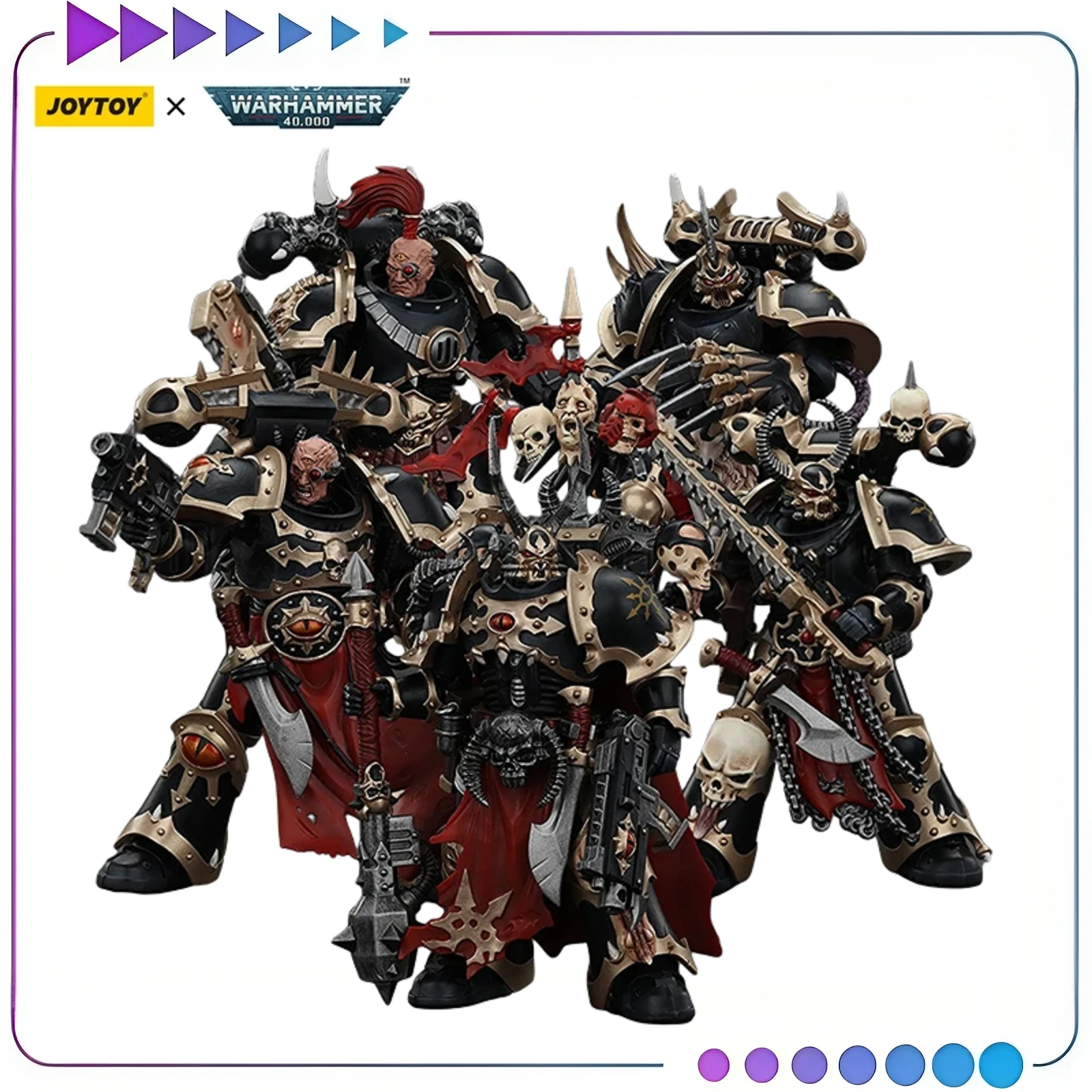 【In Stock】 JOYTOY 1/18 Action Figure Warhammer 40K Chaos Space Marines Black Legion Chosen Champion Military Toy Models