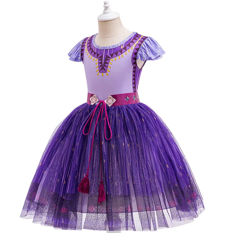 2024 Costumes for Girls Purim Asha Cosplay Princess Wish Dress for Girls Kids Masquerade Stage Performance Halloween Carnival