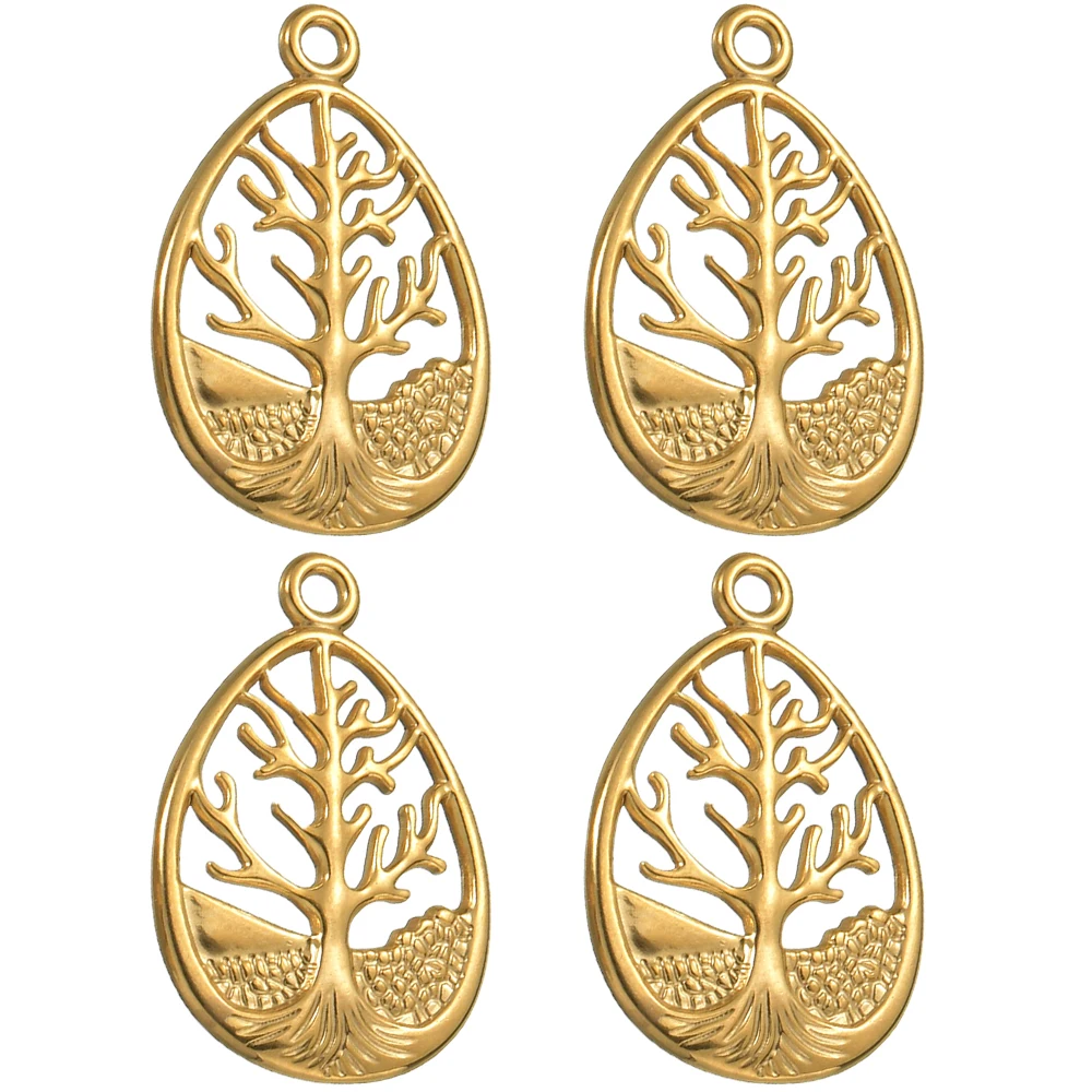 

6Pcs Tree of Life Stainless Steel Water Drop Shaped DIY Charms Pendants Wholesale for Earring Bracelet Jewelry Making