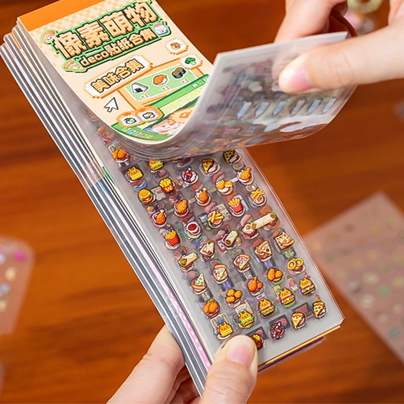 

Cute Stickers book 24 sheets/Book Cartoon Pixel Color Animal Strip PET Stickers Home Handbooks Decorative Gifts Friends