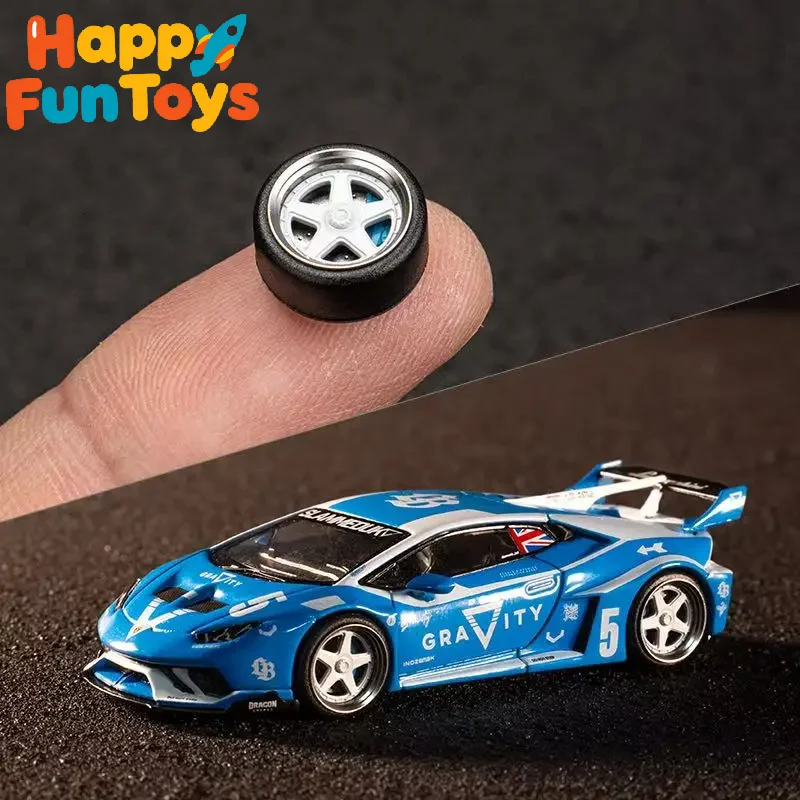 

1/64 Car Model Bearing Wheels 9.8mm 10.8mm Rubber Tires W Brake Disc Caliper Axles Modify Spare Parts for 1:64 Cars