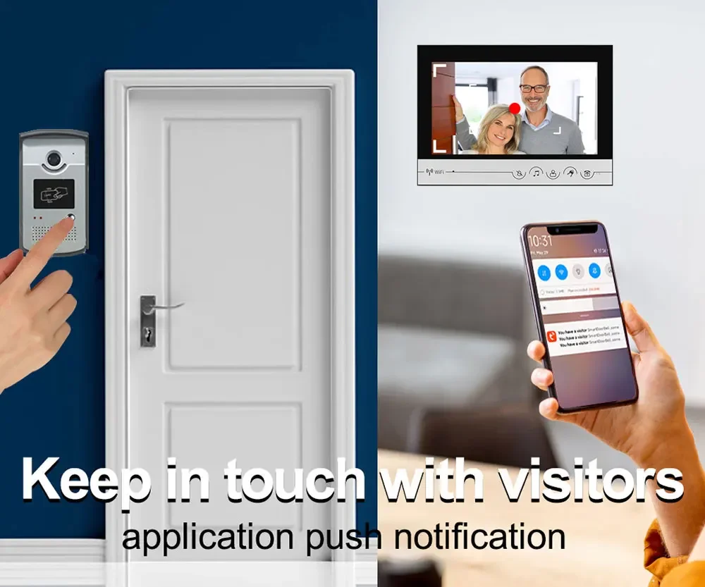 Tuya 9 inch color wireless WiFi screen add Inductive Card camera doorbell intelligent APP intercom Access Control System