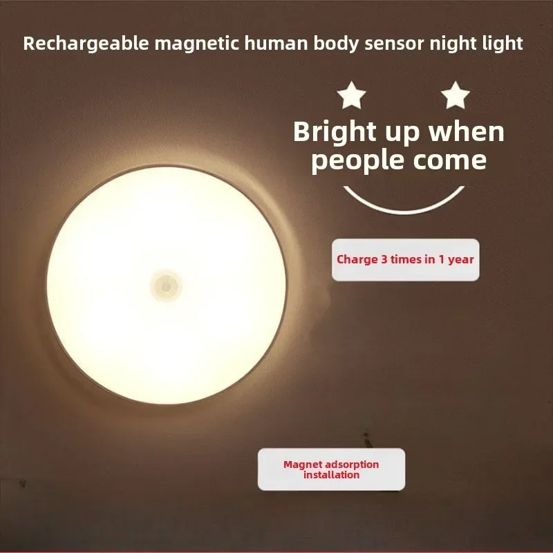 

Умный датчик человеческого тела, освещение от прохода, шкаф для спальни, USB перезаряжаемый светодиодный прикроватный ночник