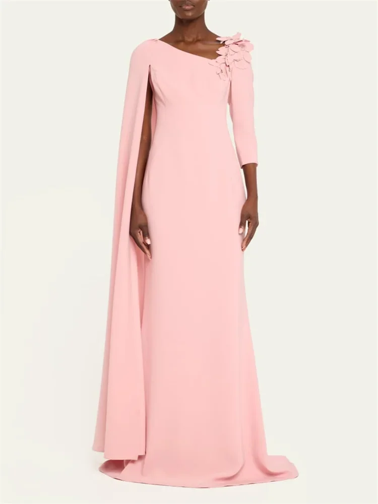 

QR Customized Luxurious Evening Dresses Mermaid Satin Flower Floor Length Pleats Women Prom Sharon Happy Party Dresses