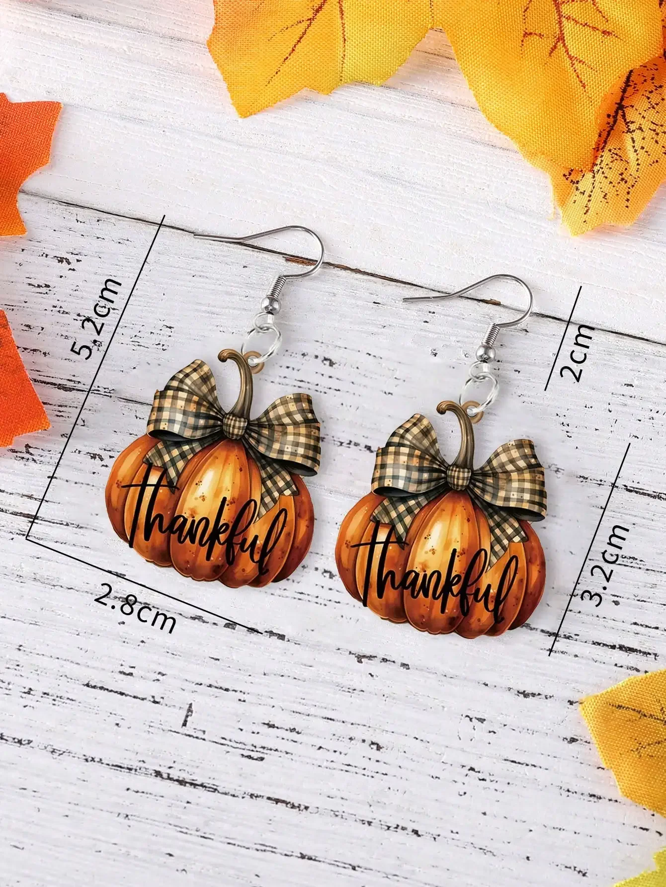 

Vintage Acrylic Pumpkin Bow Earrings Thankful Thanksgiving Jewelry custom hoop earrings