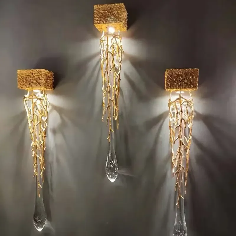 Modern Creative Branch Design LED Glass Wall Light for Home Hotel Villa Interior Decoration High Quality Project Lighting