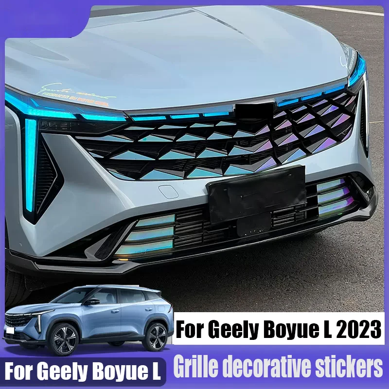 for Geely Boyue L/Atlas/Boyue cool 2023 Grille laser silver stickers wheel hub stickers lower grille stickers