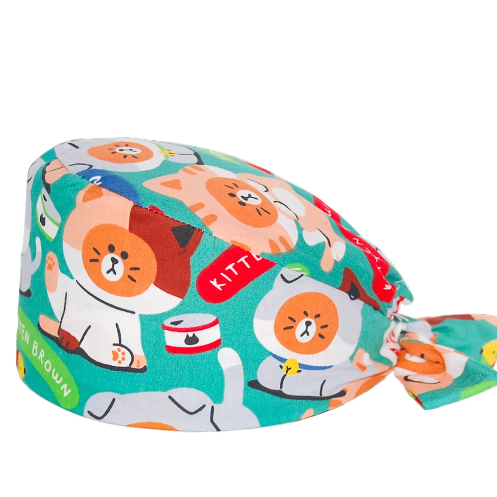 유니섹스 스크럽 캡 100% 면 조절 가능 통기성 스타일리쉬 의료용 모자 (간호사, 의료진, 수술실 수술용)