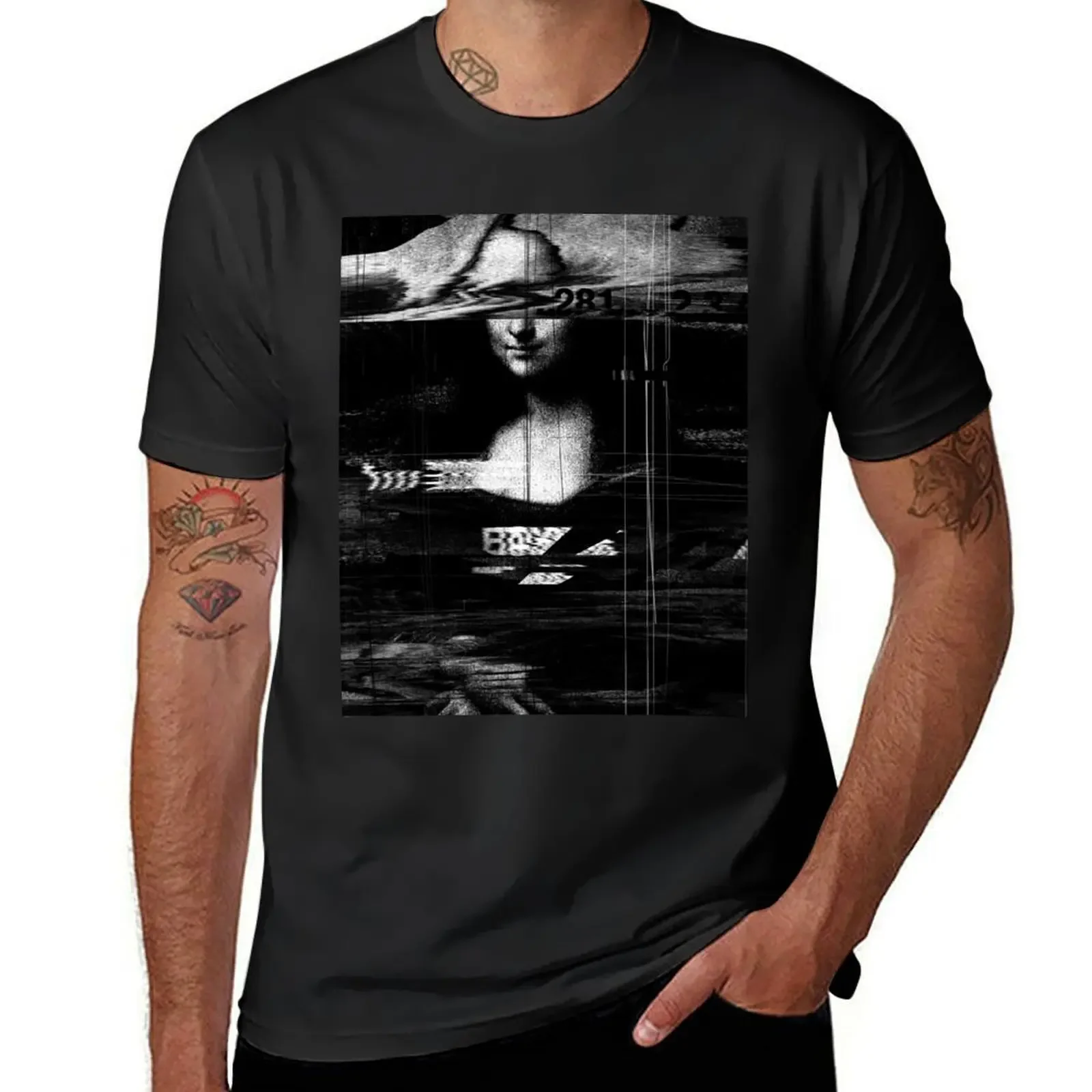 

Mona Lisa Glitch T-Shirt summer tops summer clothes mens clothing