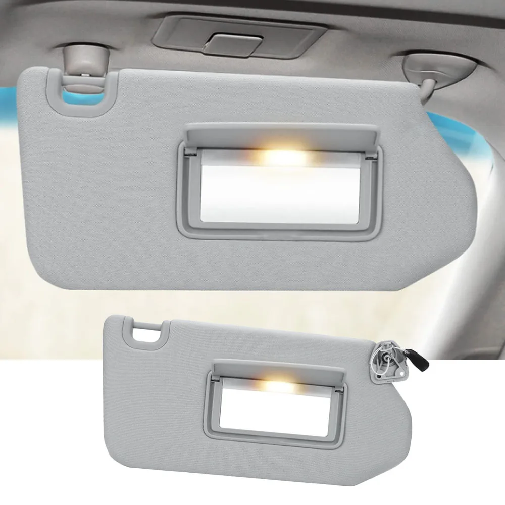 Car Sun Visor Gray/Beige Sunshade With Mirror and Light for Nissan Pathfinder 2013-2018 Infiniti QX60 2014-2017 96401-9PB0A