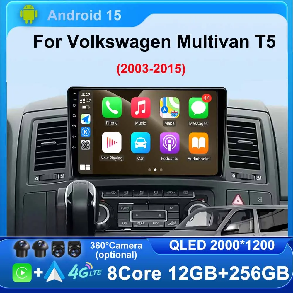 

Автомобильный радиоприемник Android 15 с автостерео для Volkswagen Multivan T5 2003 2004-2015 Мультимедийный плеер с GPS-навигацией 4G DSP RDS Carplay