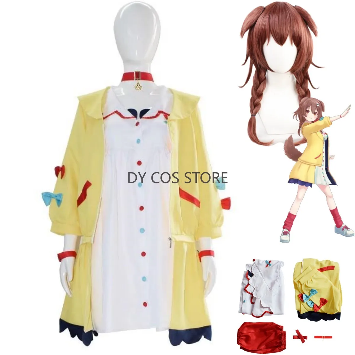 

Аниме виртуальный YouTuber Inugami Korone косплей костюм VTuber Hololive геймерское желтое пальто платье парик женский милый повседневный костюм для отдыха