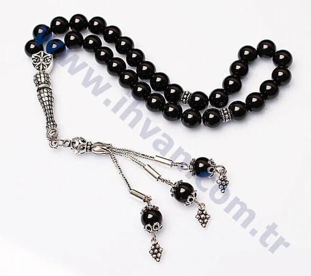 IQRAH Onyx Stone Rosary (925 carat Silver)