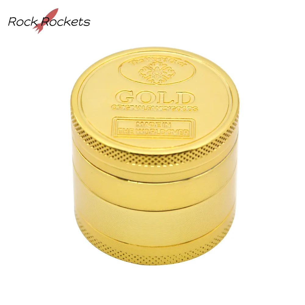 R&R High Qulity 4-layer 40mm Zinc Alloy Tobacco Grinder Manual Gold Metal Herb Grinder Smoking Accessories Gift for Boyfriend