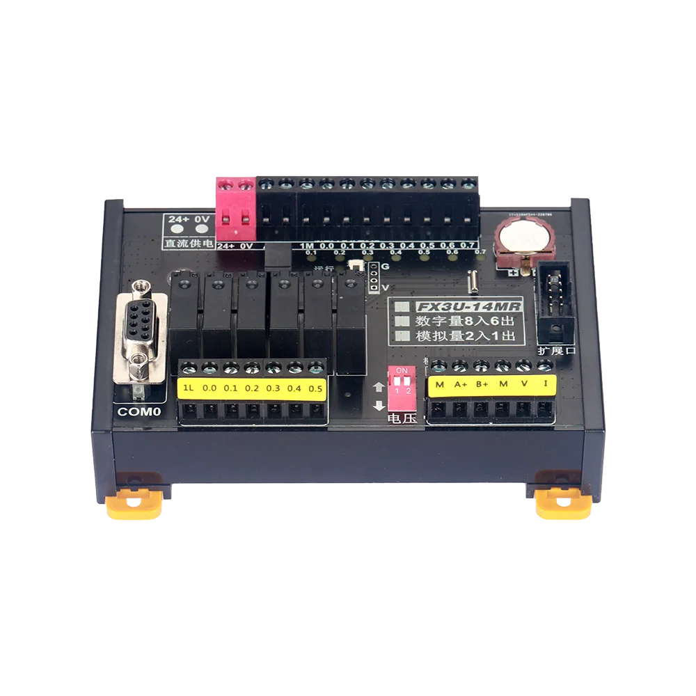 Plc FX3U-14MR controlador lógico programável interruptor de relé 8i 6o analógico 2i 1o rs232 porta comunicação