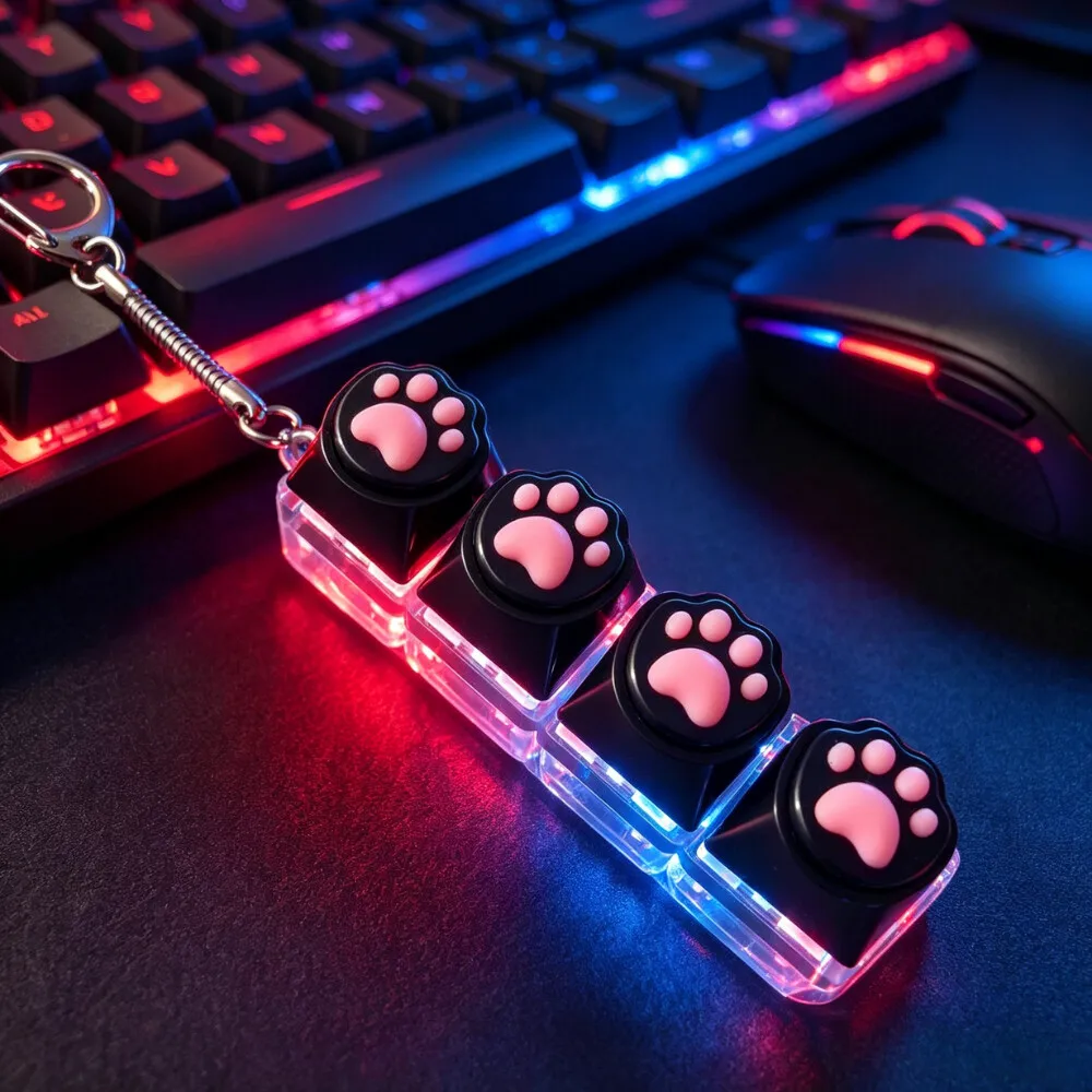 NIEUW LED-toetsenbord sleutelhanger Fidget Toys Crystal Clicker Zintuiglijk speelgoed voor stressverlichting Toetsenbord sleutelhanger Fidget Toy voor volwassenen Kinderen
