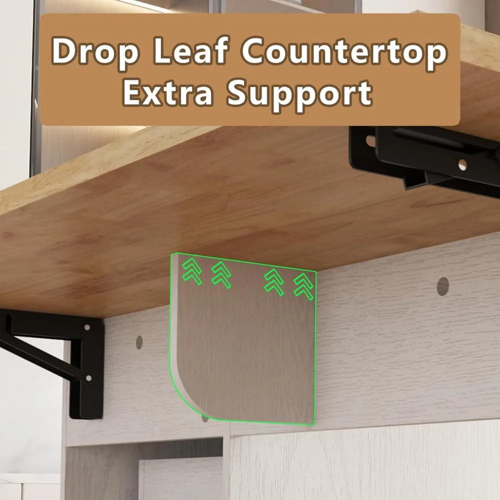 عربة جزيرة المطبخ مع سطح من أوراق الشجر و5 عجلات، وخزانة تخزين متنقلة لاستخدام المطبخ #5