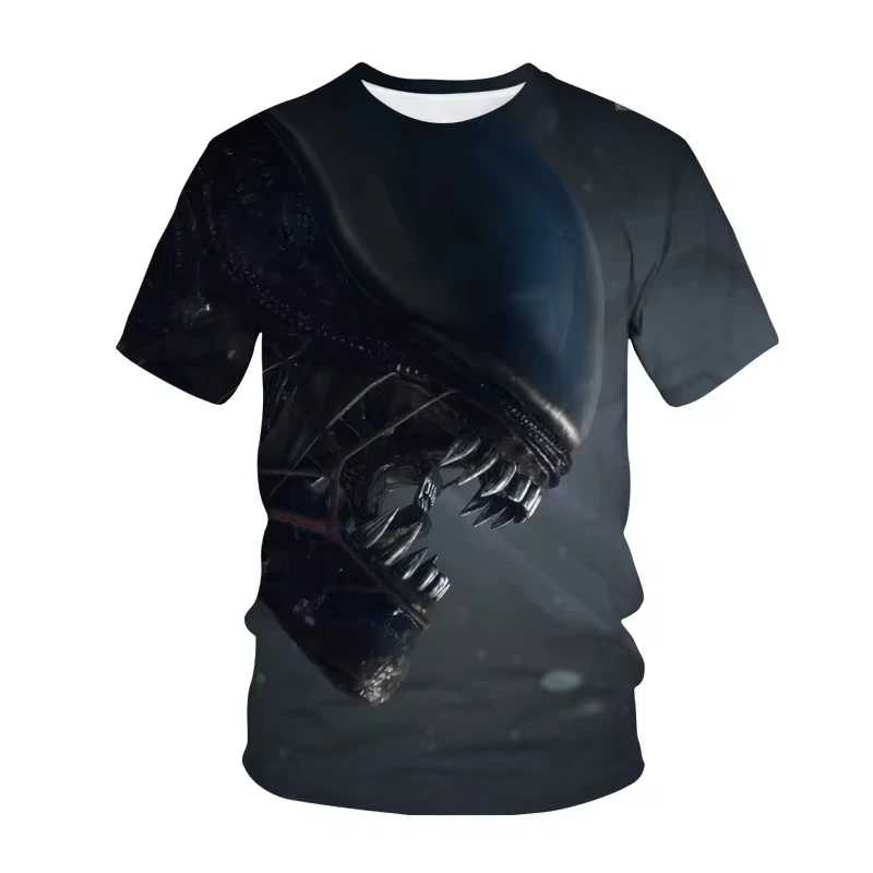 MINISO Summer Alien T-Shirts Horror Movie 3D Print Streetwear Men Women Casual Fashion Oversized T Shirt Kids Tees Tops Clothing