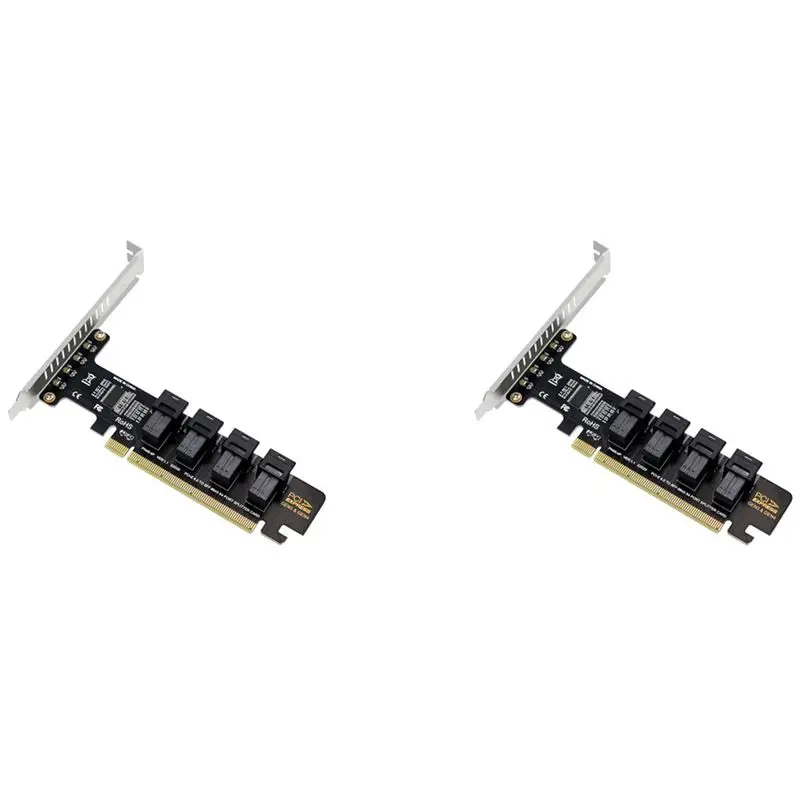 2X NGFF PCI-E 16X To 4 Ports U.2 NVME Split Expansion Card SFF-8639/8643 NVME PCIE SSD Adapter For Mainboard SSD