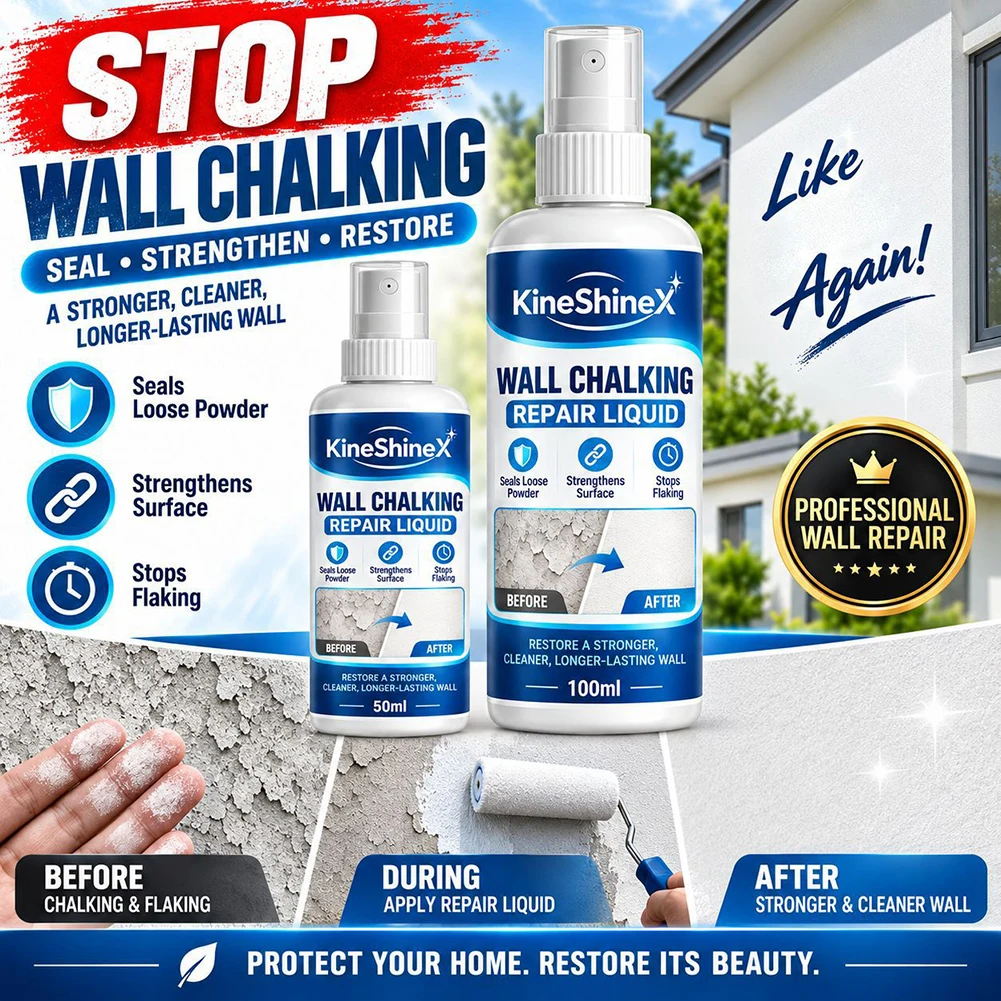 Wall Chalking Repair Liquid Deep Penetration, Permanently Cures Wall Chalking. Garage Concrete Maintenance