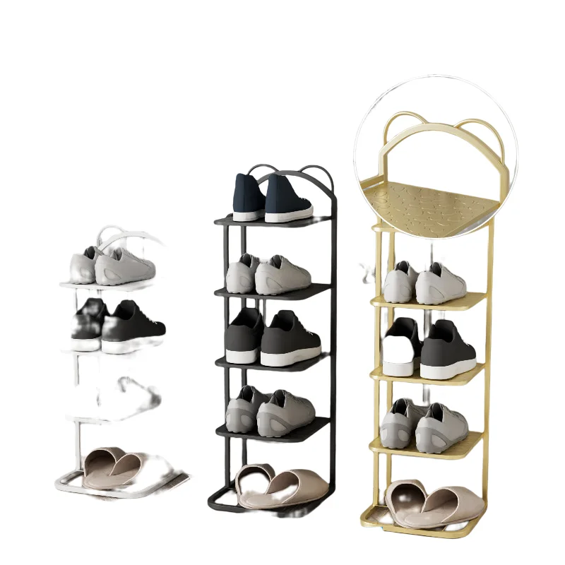 

5/6Layers Simple Dormitory Home Space-Saving Dustproof Storage Shoe Cabinet Door Iron Rack Living Room Accessories Organizer
