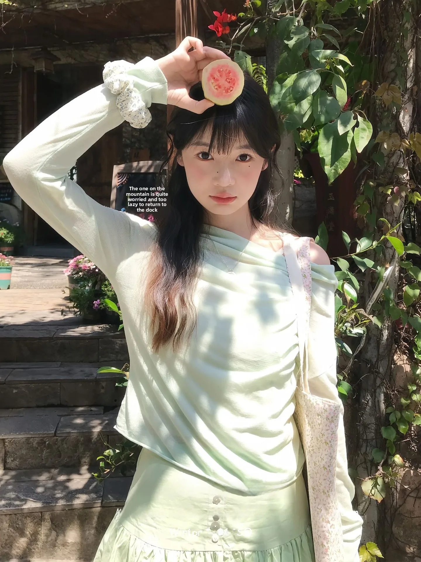 

Slim Fit Long Sve Dopne oulder T-irt Women's Early Spring Thin Base irt Korean Sle Fake Two-Piece Top