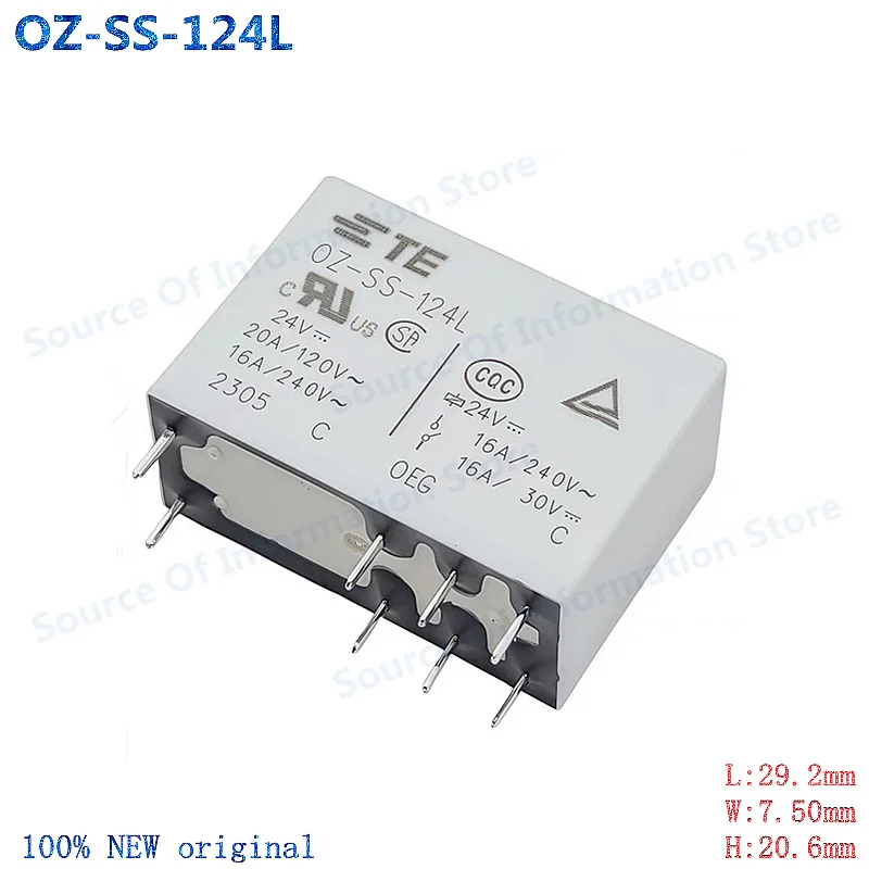 

5Pcs OZ-SS-124L Power Relay 8 Pin 16A 24VDC - Electronic Component