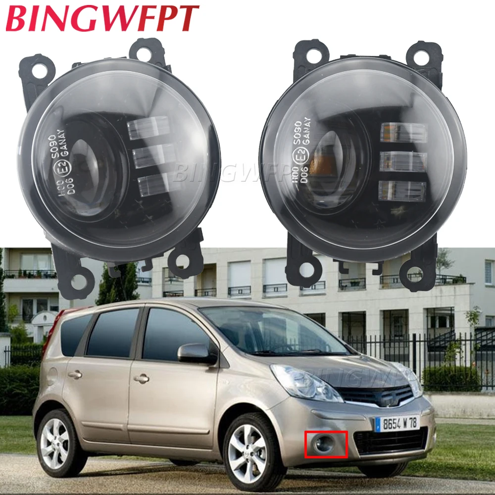 1Pair Fog Light For Nissan Note E11 2006-2013 Navara D40 Xterra Car Front Bumper H11 LED Fog Lamp Daytime Running Light DRL12V