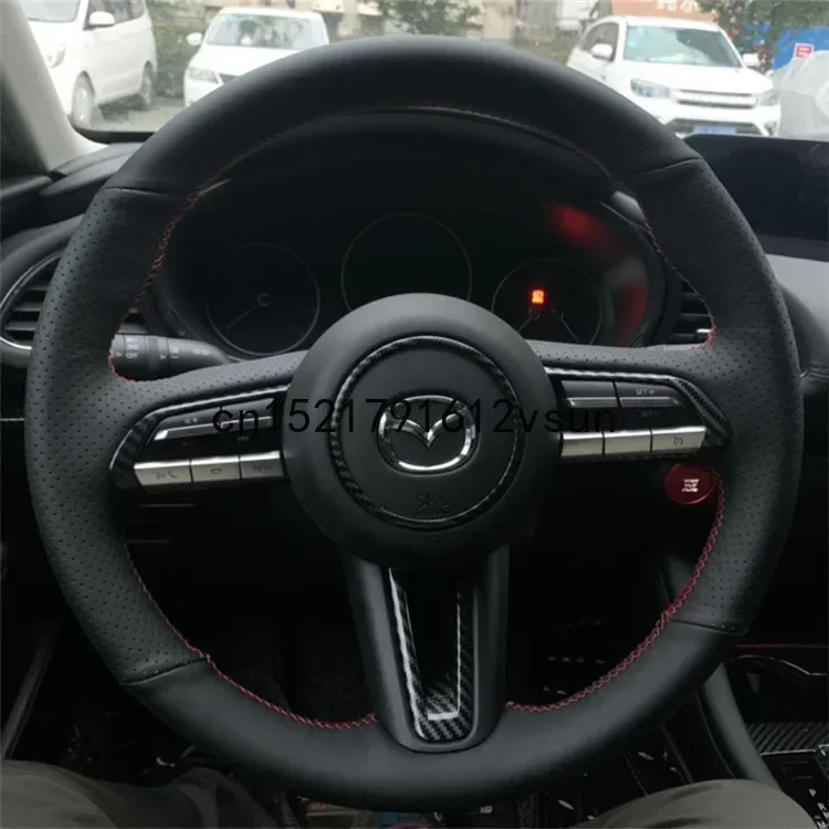 DIY Steering Wheel Cover Custom Fit For Mazda 3 Axela 2020 CX-5 CX-30 Interior Accessories