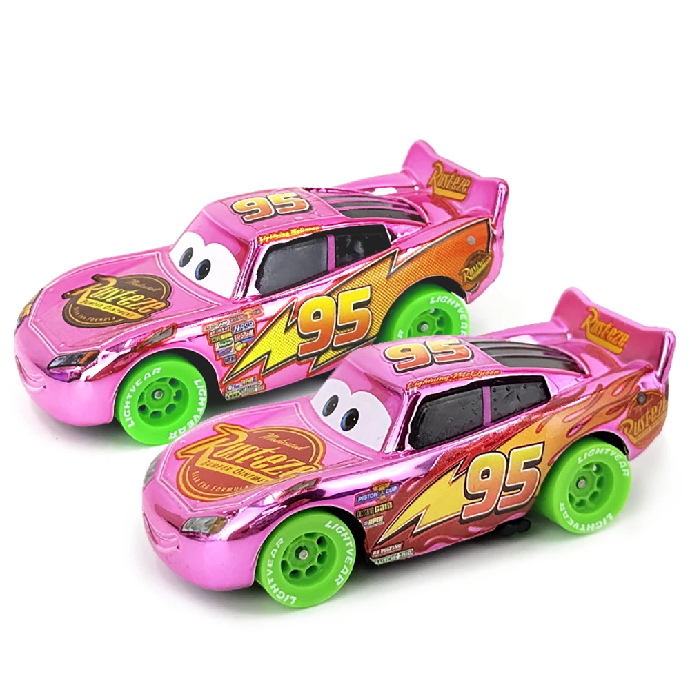 Disney Pixar Cars Piston Cup Racer Lightning McQueen, versión chapada, Color magenta, modelo de aleación fundida a presión, coches de juguete, regalo para niños