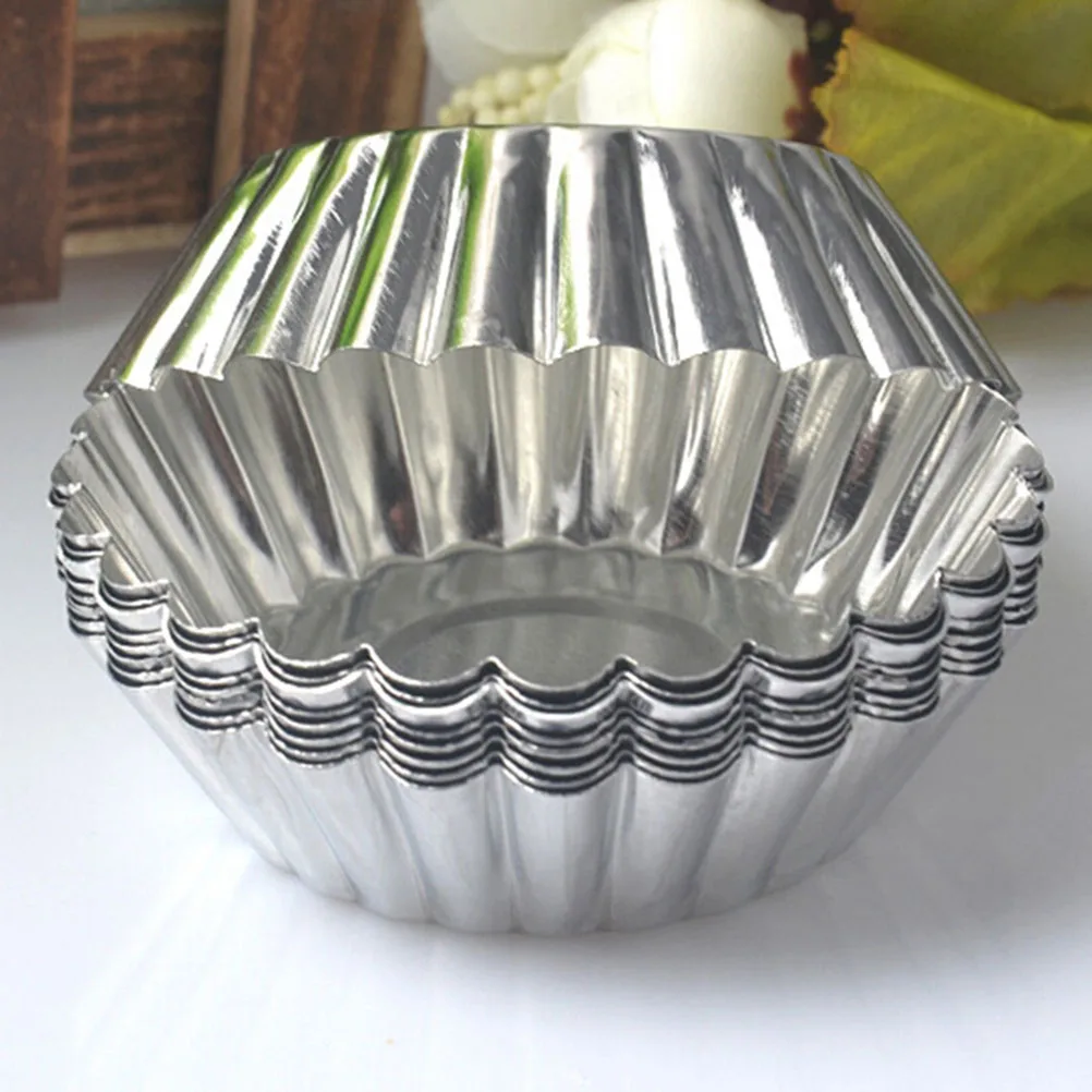 

100Pcs Egg Tart Mold Nonstick Metal Baking Cups 7x2cm Quick Heat Conductivity for Cupcakes Muffins Tarts Cheesecakes Pies