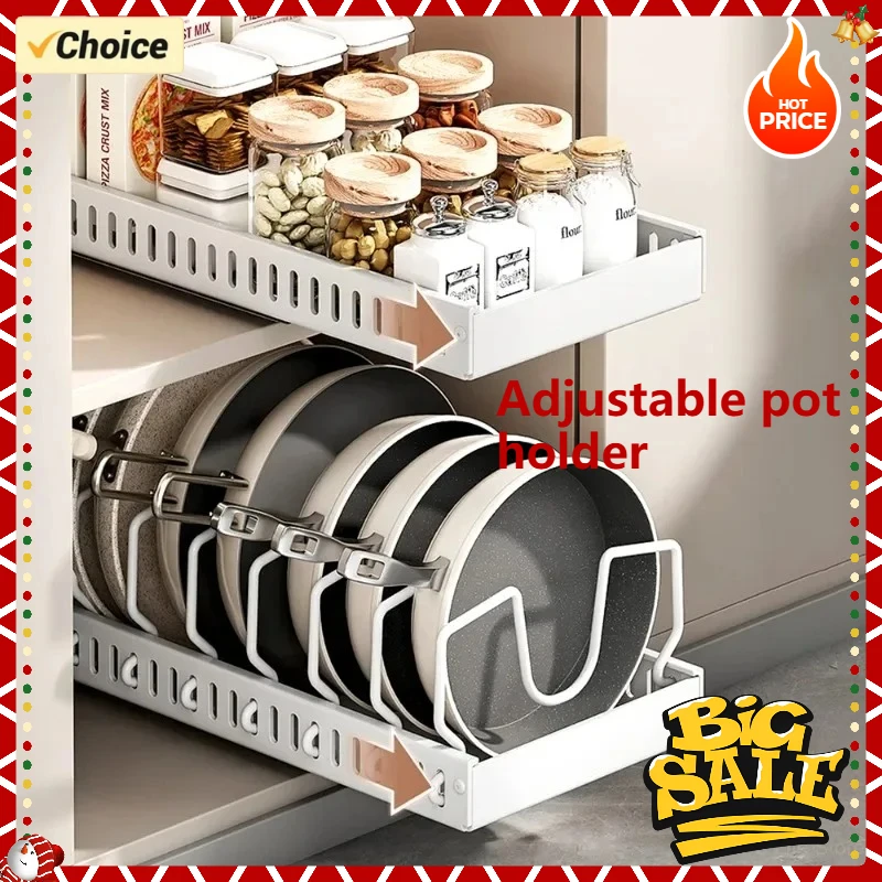 1Pc Kitchen Multifunctional Organizer Pull Out for Pots/Pans Sliding Lid Holder Spice Rack & Dish Drying Racks Drawer Organizer