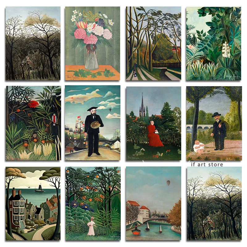 Henri Rousseau Surrealist Artist Artwork Poster Forest Tropical Nature Animal Canvas Painting Wall Art Living Room Home Decor