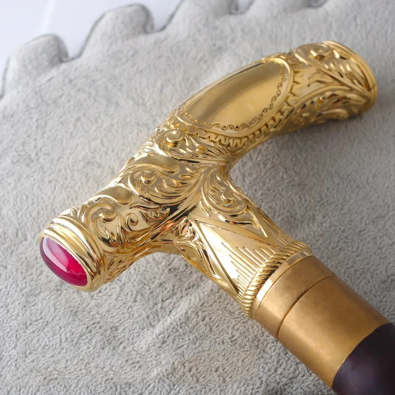 Customizable Ruby Retro Luxury Wooden Walking Stick Detachable Design Fashion Accessory Gift for Elderly Parents