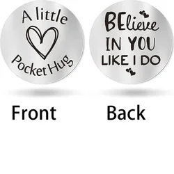 1PC Pocket Hug Token Believe In You Stainless Steel Double Sided Keychain