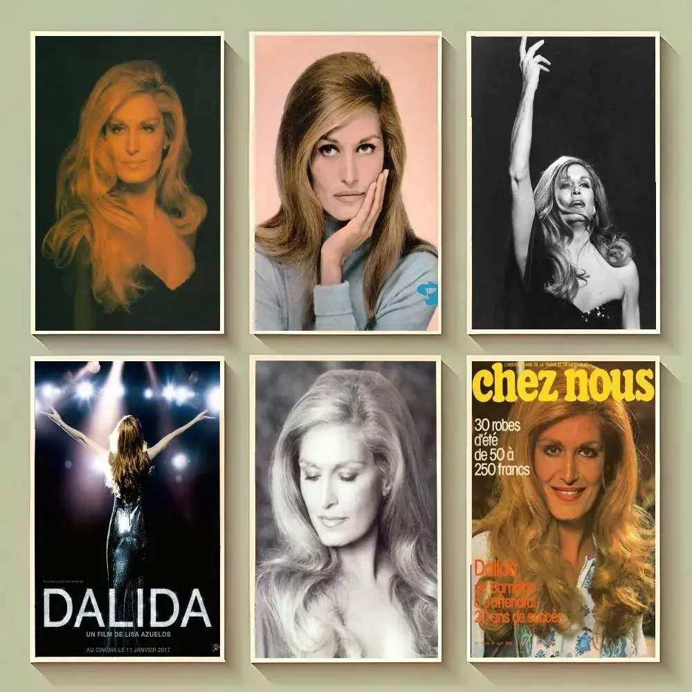 Póster de Dalida, carteles adhesivos, pegatina de papel impermeable, cafetería, Bar, decoración del hogar