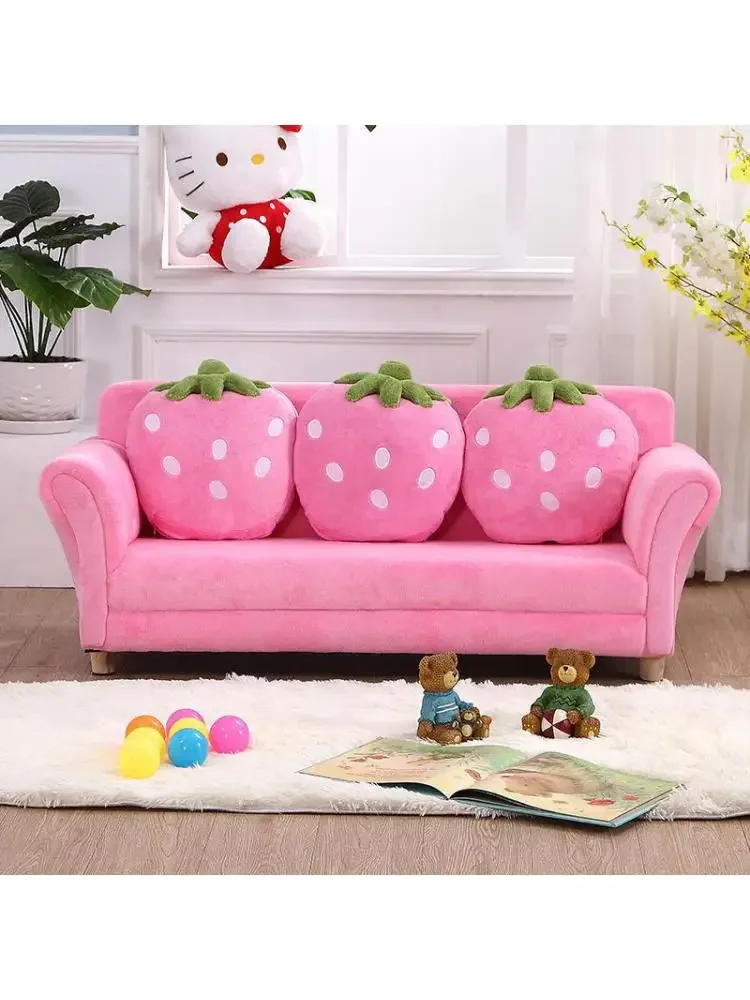 Children Room More Than Cute Cartoon Cloth Art Sofa Sofa Combination Strawberry Bring Small Couch Pillow Kindergarten Baby