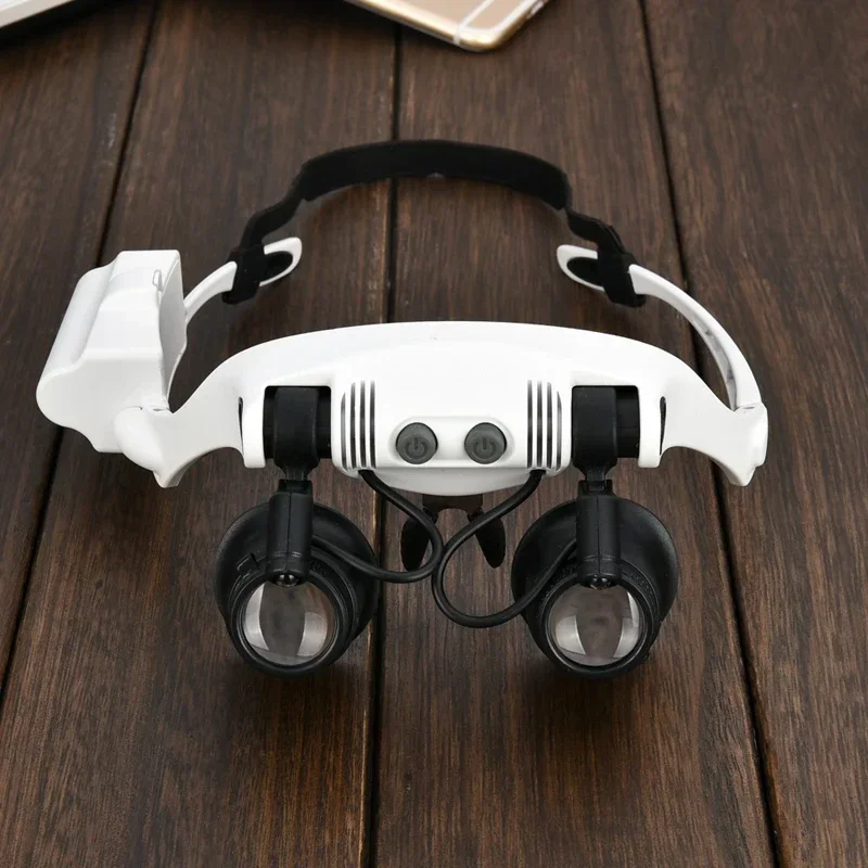 SAIDKOCC 10-25 times, binocular head glasses, maintenance magnifier, LED lamp, high definition