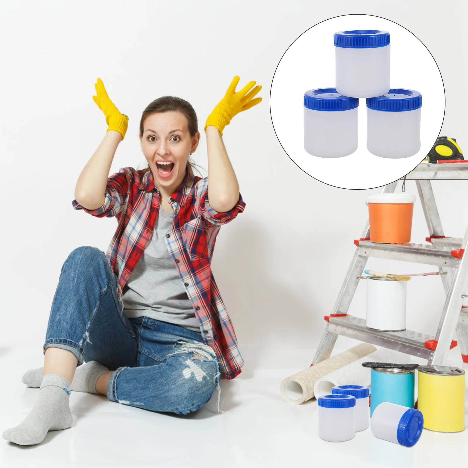 

3 Pcs Plastic Bottle Paint Containers with Lids Sealed Jar Clear Dispensing Bottles Cups Canisters Liquid