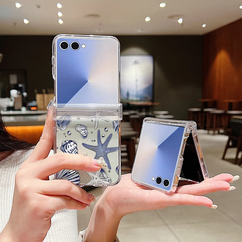 Sharks Shells Handyhülle für Samsung Galaxy Z Flip7 Flip6 Flip5 Flip4 Flip3 Folding Hard Clear Back Cover für Samsung Z Flip 5 4
