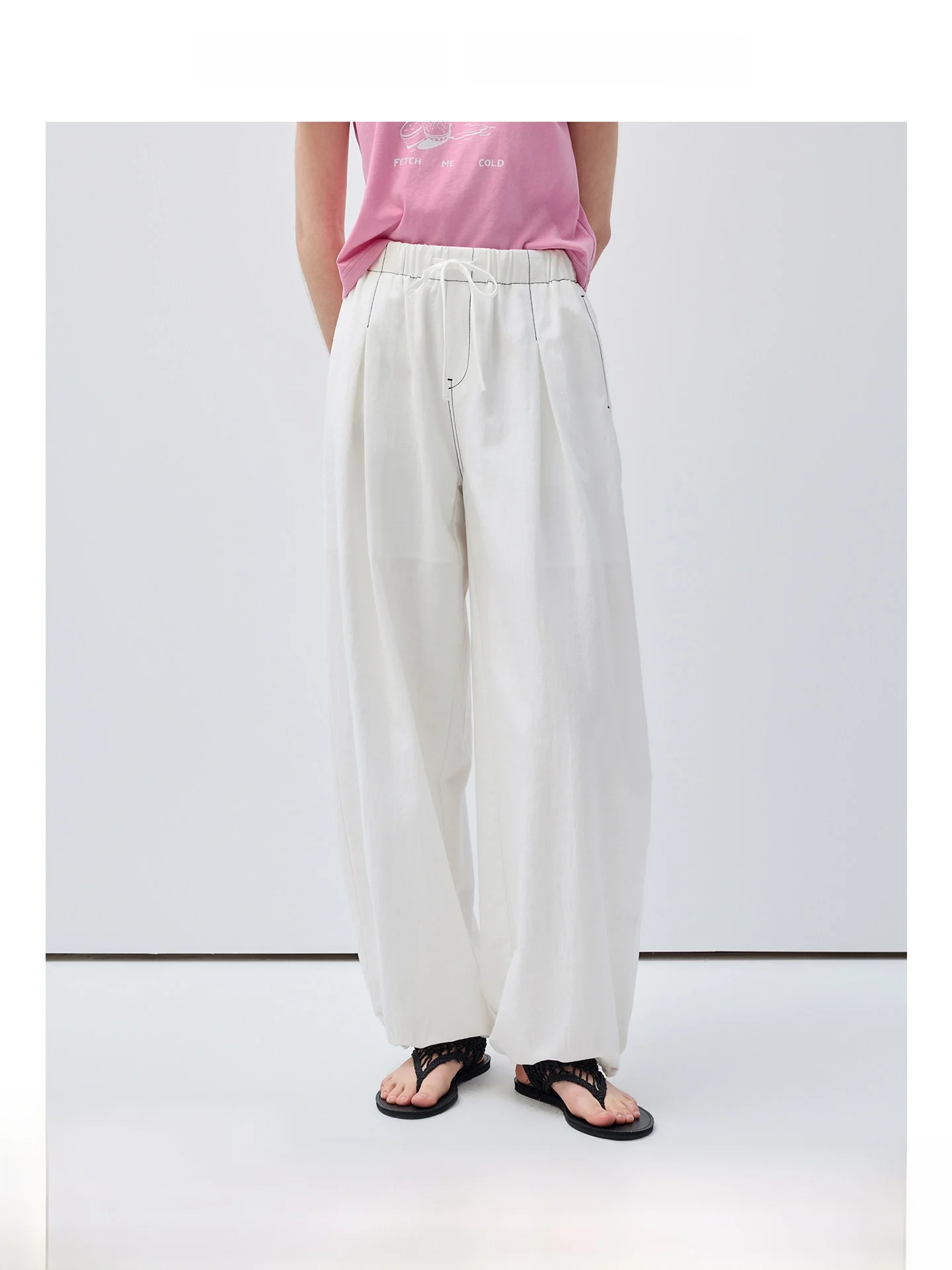 

High Waist Casual Pants for plus Size Women Summer Versatile Loose Fit Ruffle Hem Linen Wide Leg Pants Casual Style