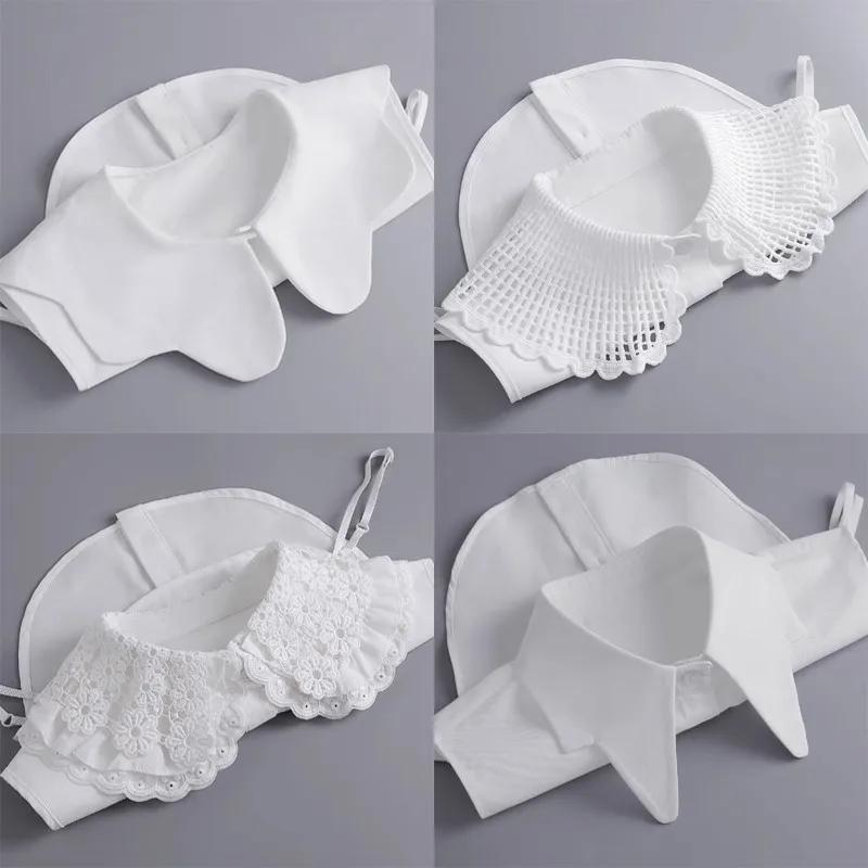 

New White Fake Collar Shirt Women Detachable Shirt Collar Lace False Collar Lapel Blouse Women Clothes Accessories Tie Faux Col