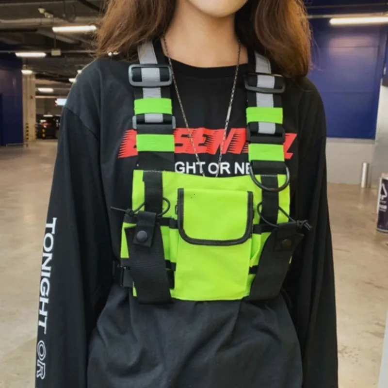 

Functional Tactical Chest Bag For Men Fashion Bullet Hip Hop Vest Streetwear Bag Waist Pack Unisex Black Chest Rig Bag